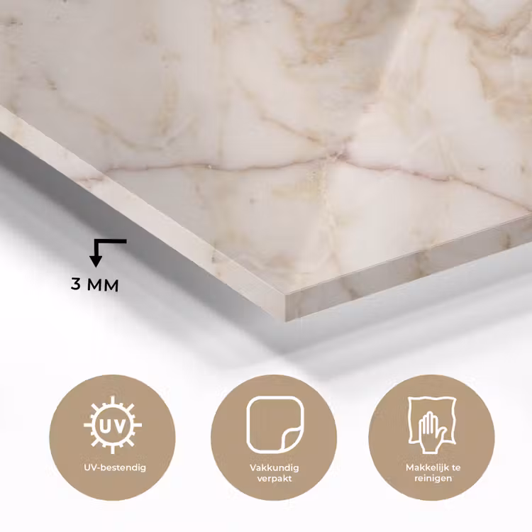 Marmer - Ader - Abstract - Wit - Goud plexiglas 5mm klein -sfeer2