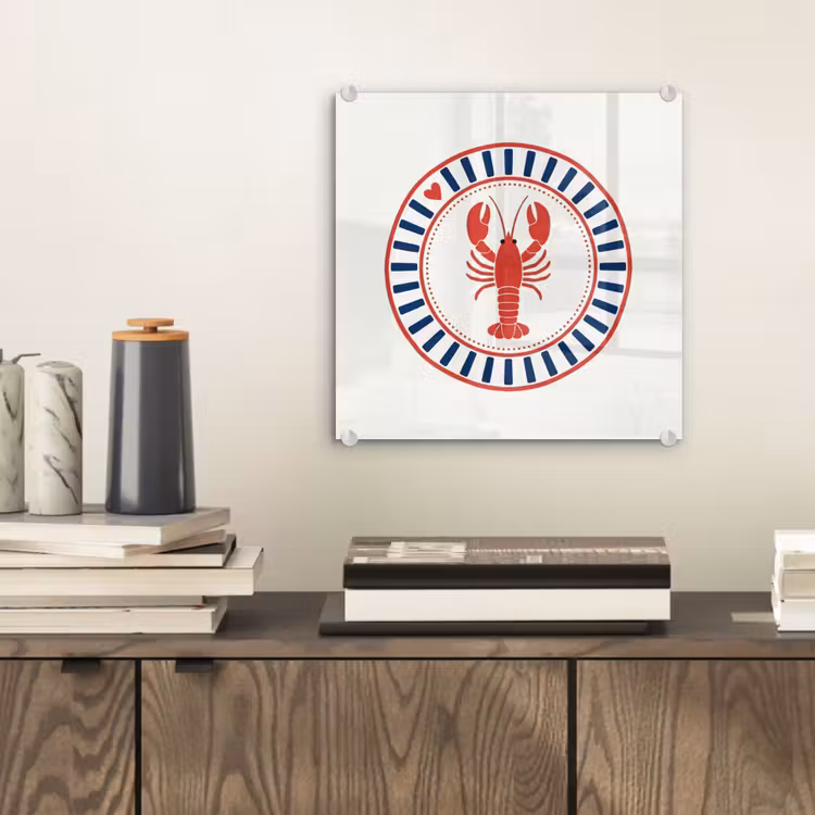 Zeeleven - Kreeft - Embleem - Grafisch - Rood plexiglas 5mm klein -sfeer1