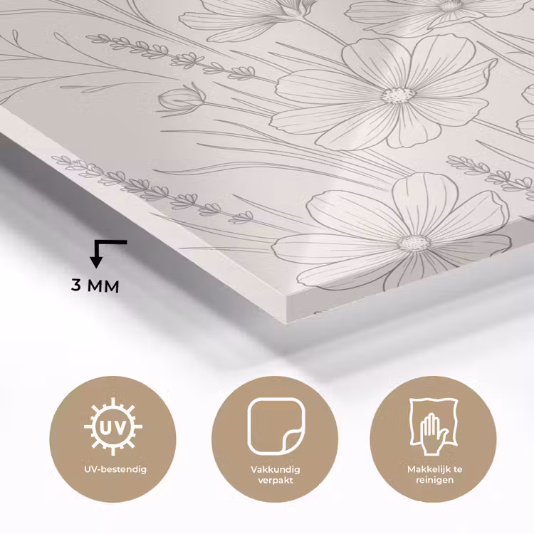 Minimalistisch - Modern - Bloemen - Beige plexiglas 5mm klein -sfeer2