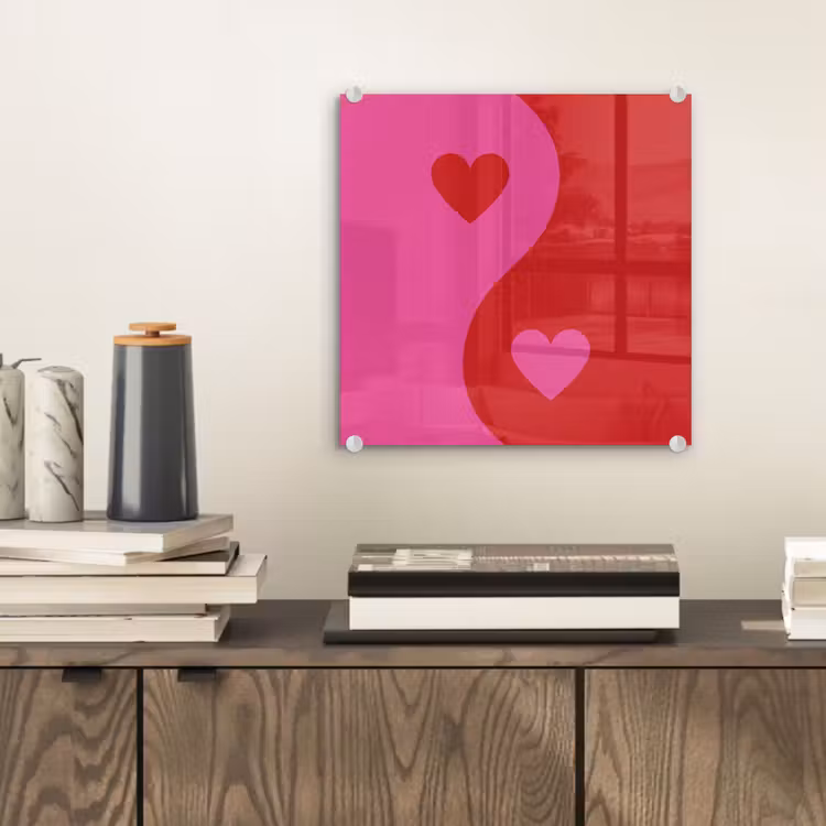 Minimalistisch - Rood - Roze - Hartjes plexiglas 5mm klein -sfeer1