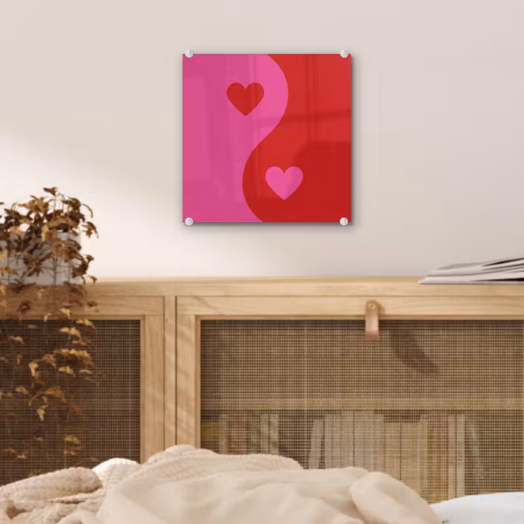 Minimalistisch - Rood - Roze - Hartjes plexiglas 5mm klein -sfeer4