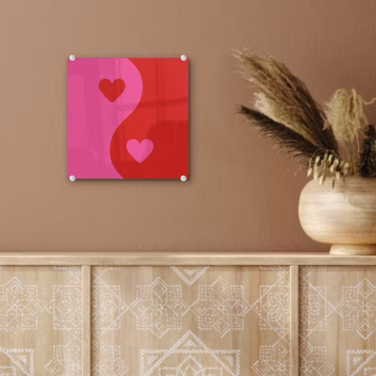 Minimalistisch - Rood - Roze - Hartjes plexiglas 5mm klein -sfeer5