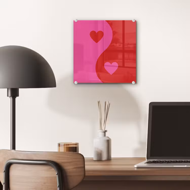 Minimalistisch - Rood - Roze - Hartjes plexiglas 5mm klein -sfeer6