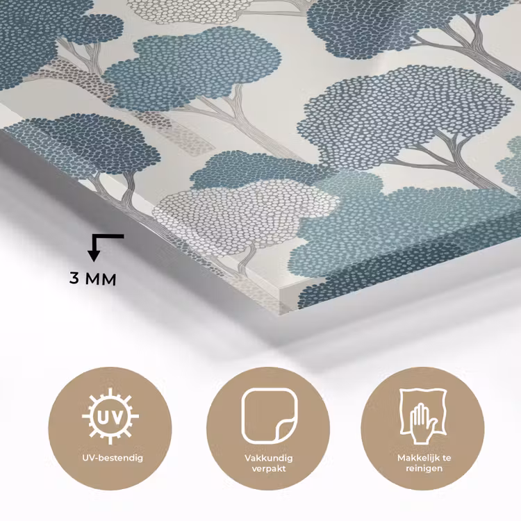 Modern - Bomen - Bos - Patroon - Blauw plexiglas 5mm klein 11 -sfeer2