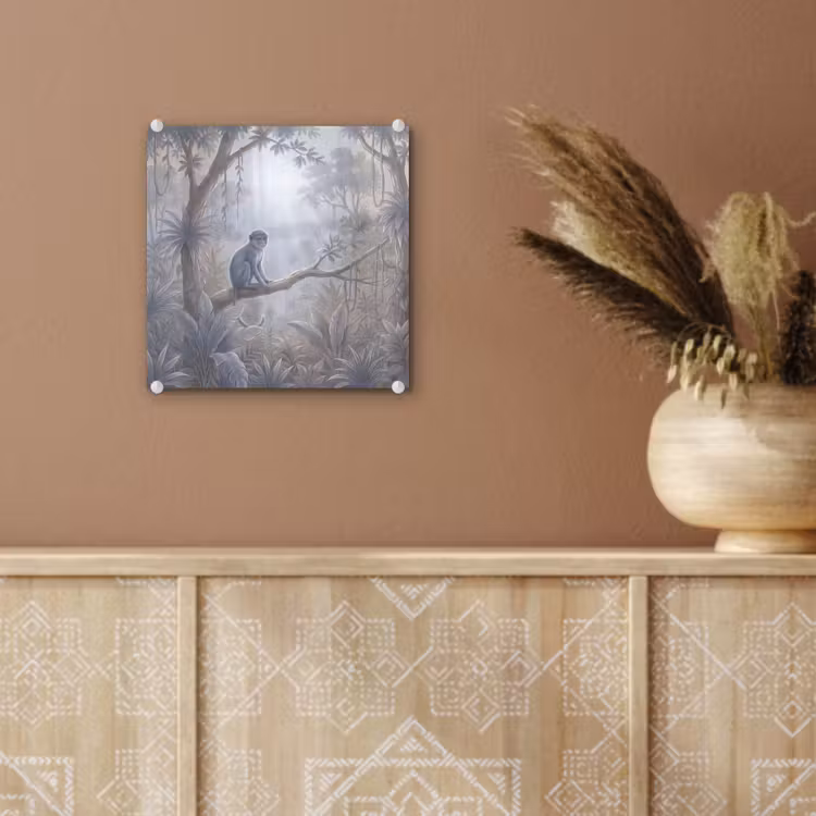 Aap - Boom - Jungle - Natuur - Grijs plexiglas 5mm klein -sfeer5