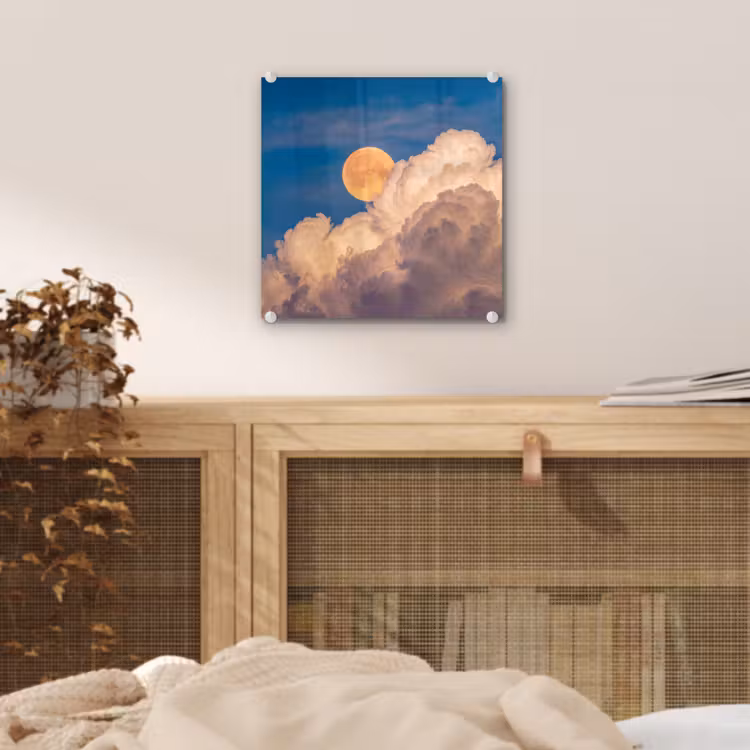 Maan - Wolken - Natuur - Oranje plexiglas 5mm klein -sfeer4