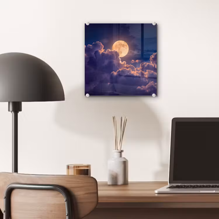Maan - Wolken - Nacht - Oranje plexiglas 5mm klein -sfeer6