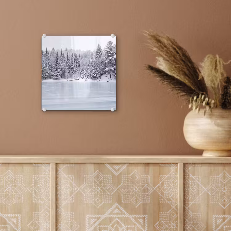 Meer - Dennen - IJs - Winter - Rustgevend plexiglas 5mm klein -sfeer5