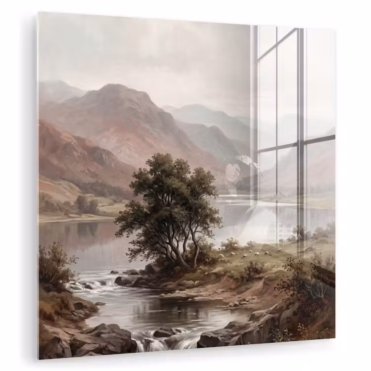 Berglandschap - Meer - Bergen - Vallei - Klassiek plexiglas 5mm klein -zzzproduct_nieuw