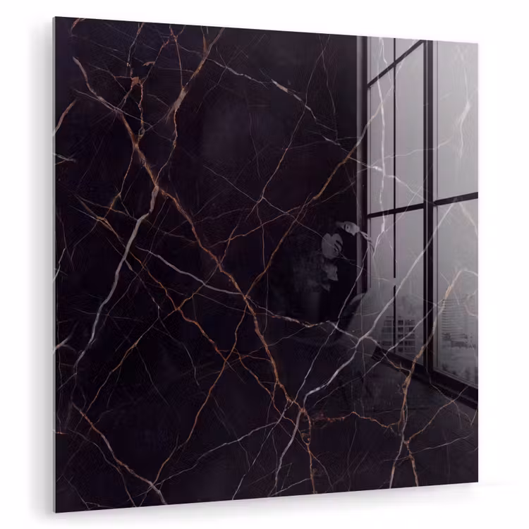 Natuursteen - Marmerpatroon - Abstract - Modern - Zwart - Goud plexiglas 5mm klein -zzzproduct_nieuw