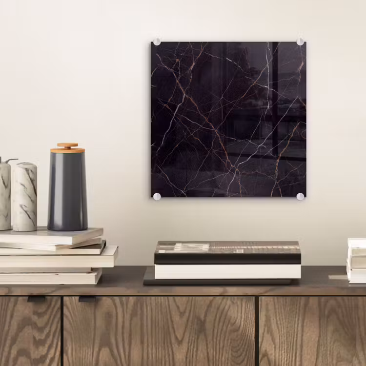 Natuursteen - Marmerpatroon - Abstract - Modern - Zwart - Goud plexiglas 5mm klein -sfeer1