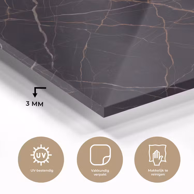 Natuursteen - Marmerpatroon - Abstract - Modern - Zwart - Goud plexiglas 5mm klein -sfeer2