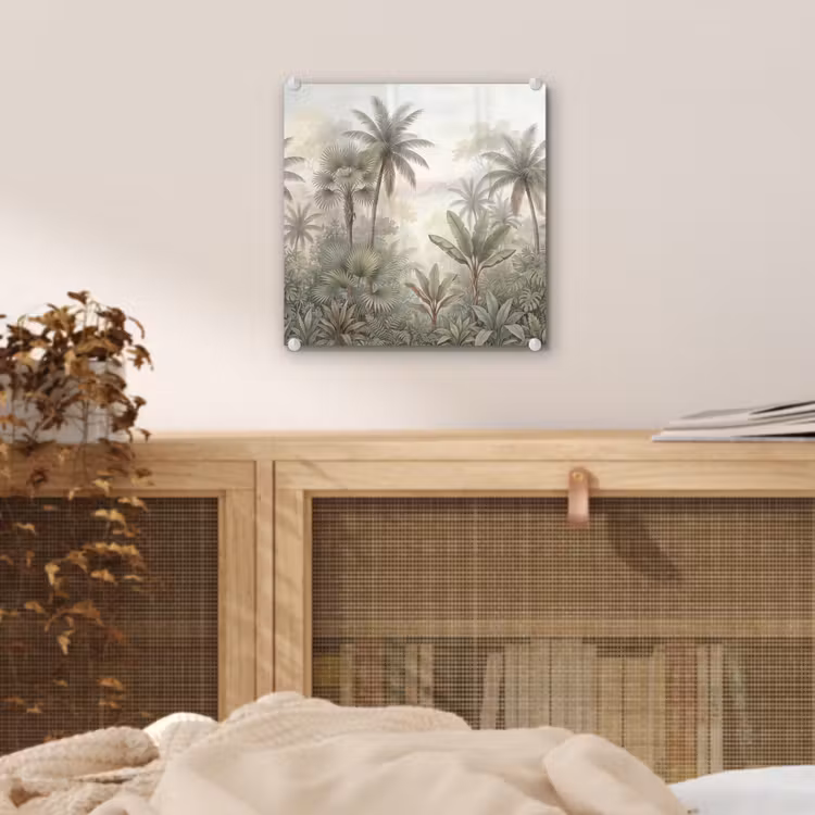 Natuur - Tropisch bos - Landschap - Aquarel - Groen plexiglas 5mm klein -sfeer4