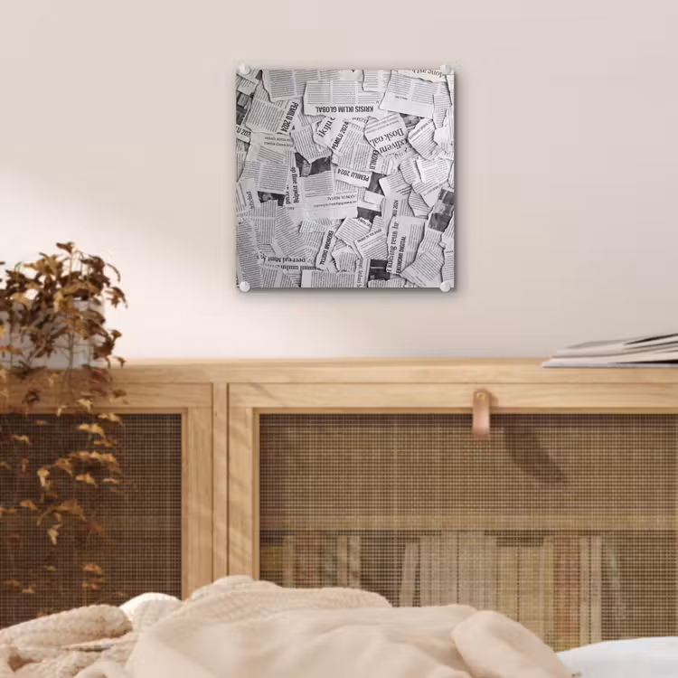 Krant - Versnipperd - Textuur - Zwart-wit - Abstract plexiglas 5mm klein -sfeer4