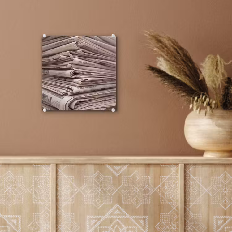 Kranten - Stapel - Nieuws - Vintage - Beige plexiglas 5mm klein -sfeer5