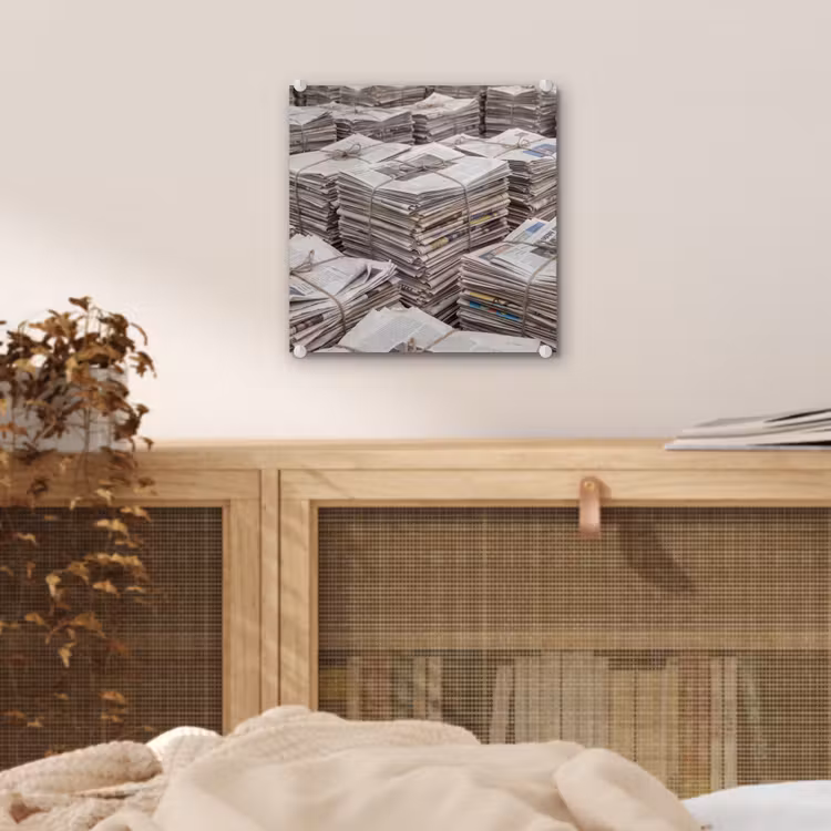 Kranten - Stapels - Touw - Informatie - Vintage plexiglas 5mm klein -sfeer4