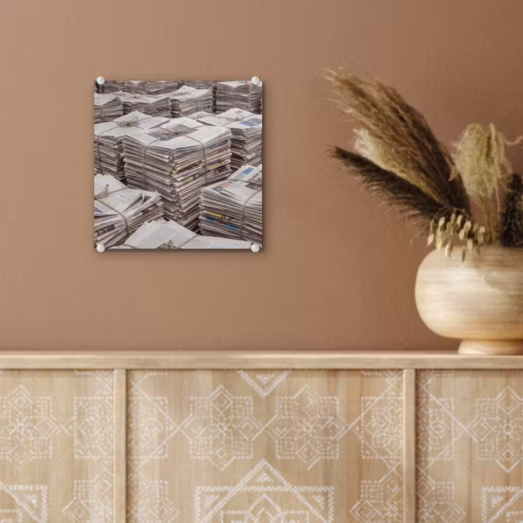 Kranten - Stapels - Touw - Informatie - Vintage plexiglas 5mm klein -sfeer5