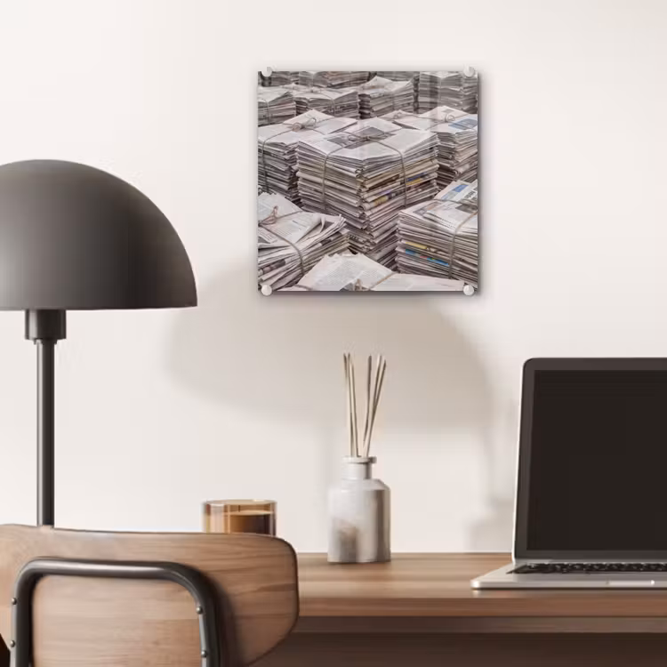 Kranten - Stapels - Touw - Informatie - Vintage plexiglas 5mm klein -sfeer6