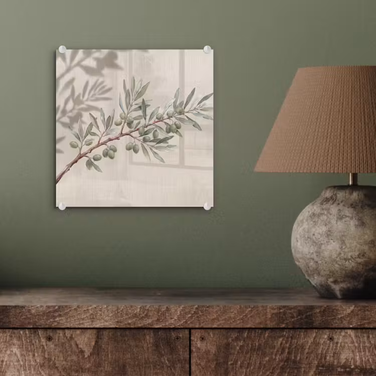 Olijftak - Bladeren - Natuur - Groen - Beige plexiglas 5mm klein -sfeer3