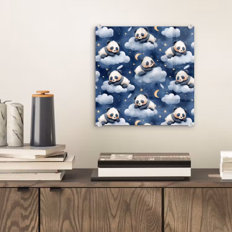 Panda's - Slapen - Blauw plexiglas 5mm klein 11 -sfeer1