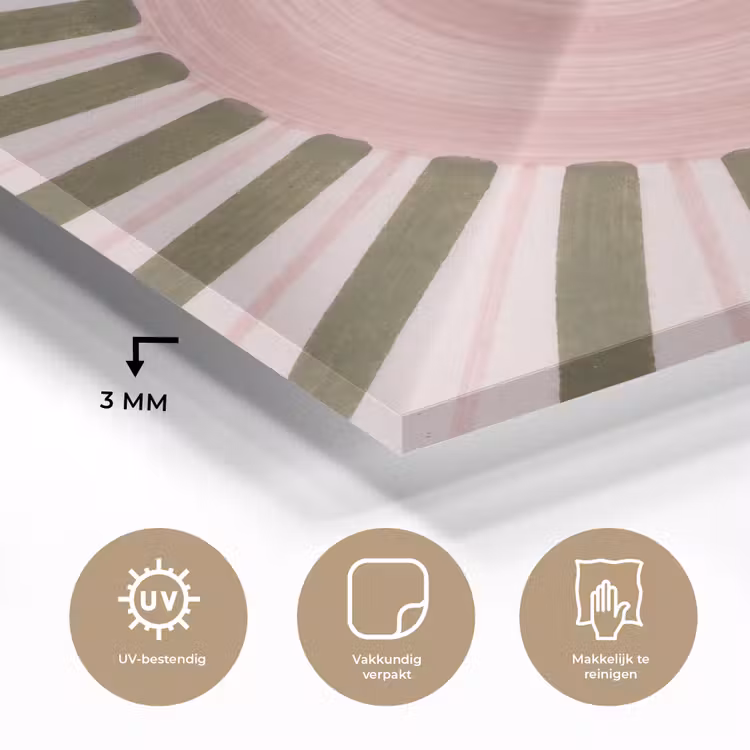 Patroon - Cirkel - Stralen - Abstract - Roze plexiglas 5mm klein -sfeer2