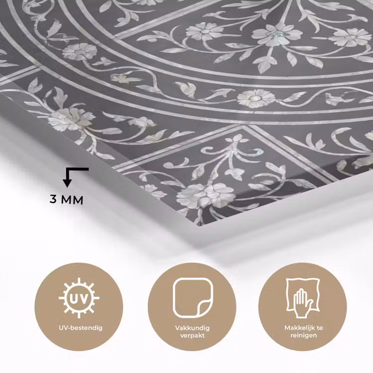 Patroon - Bloemmotief - Decoratie - Klassiek - Zwart plexiglas 5mm klein -sfeer2