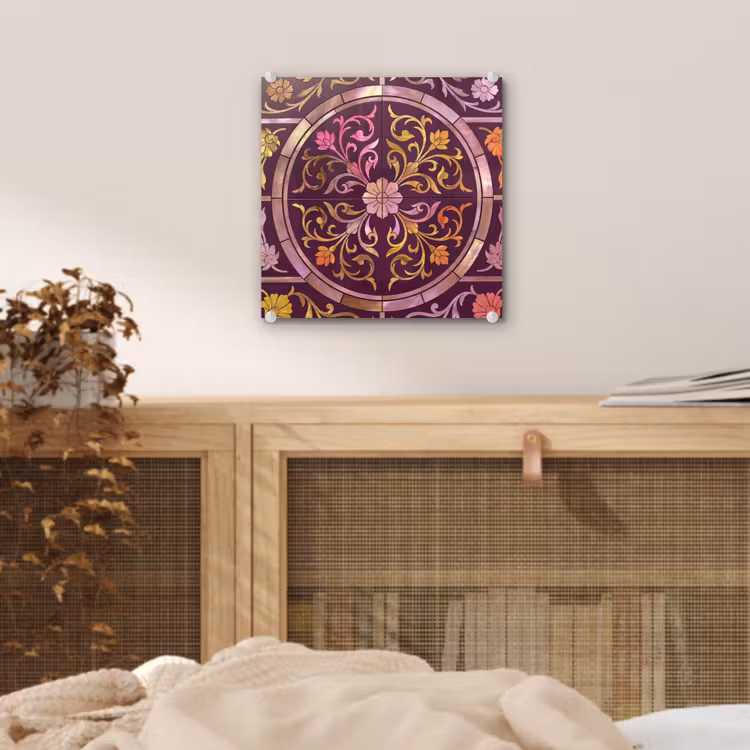 Patroon - Floraal - Oosters - Paars - Goud plexiglas 5mm klein -sfeer4