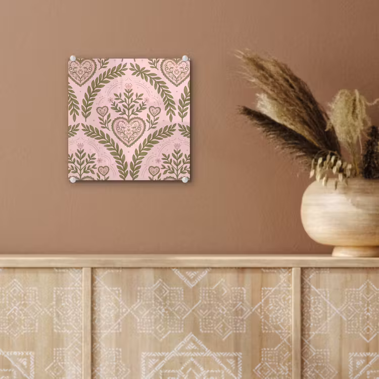 Patroon - Hart - Bloemen - Folkloristisch - Roze plexiglas 5mm klein -sfeer5