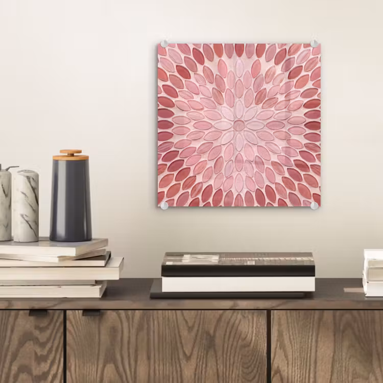 Patroon - Mozaïek - Ovaal - Abstract - Roze plexiglas 5mm klein -sfeer1