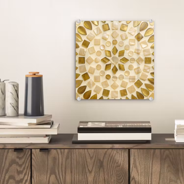 Patroon - Vormen - Mozaïek - Abstract - Goud plexiglas 5mm klein -sfeer1