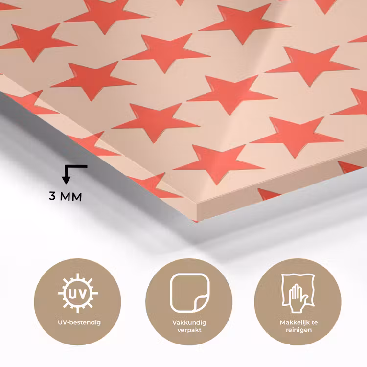 Patroon - Sterren - Rood plexiglas 5mm klein 11 -sfeer2