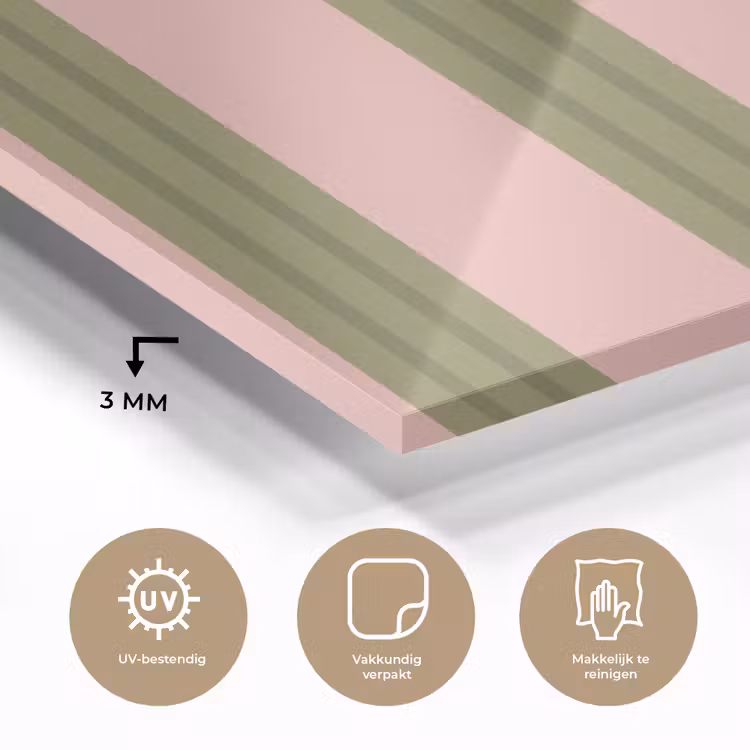 Patroon - Strepen - Abstract - Roze - Groen plexiglas 5mm klein -sfeer2