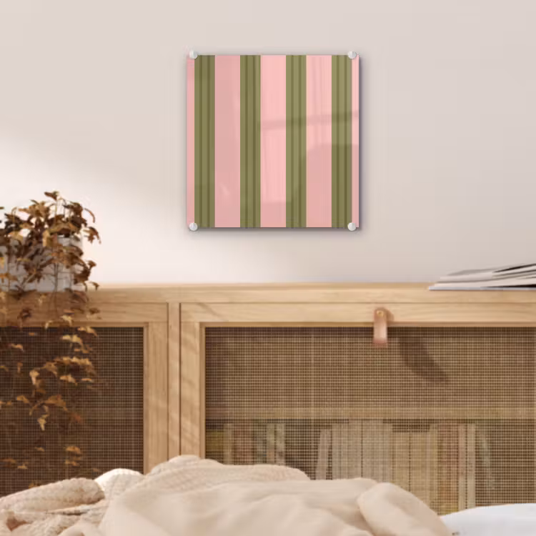 Patroon - Strepen - Abstract - Roze - Groen plexiglas 5mm klein -sfeer4