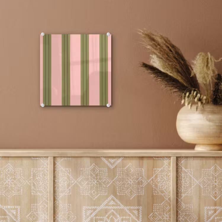 Patroon - Strepen - Abstract - Roze - Groen plexiglas 5mm klein -sfeer5
