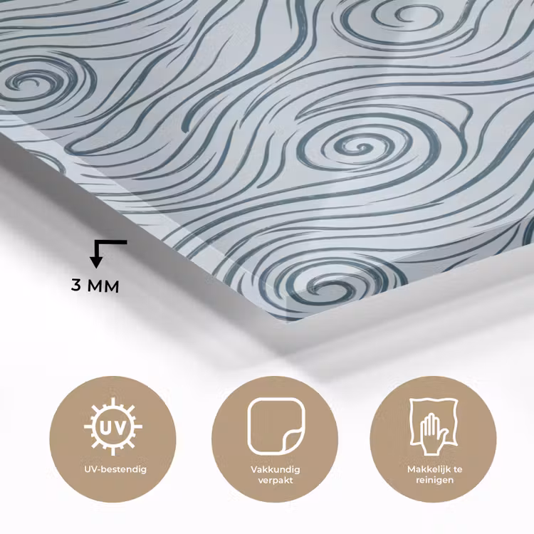 Patroon - Golven - Abstract - Modern - Blauw plexiglas 5mm klein -sfeer2