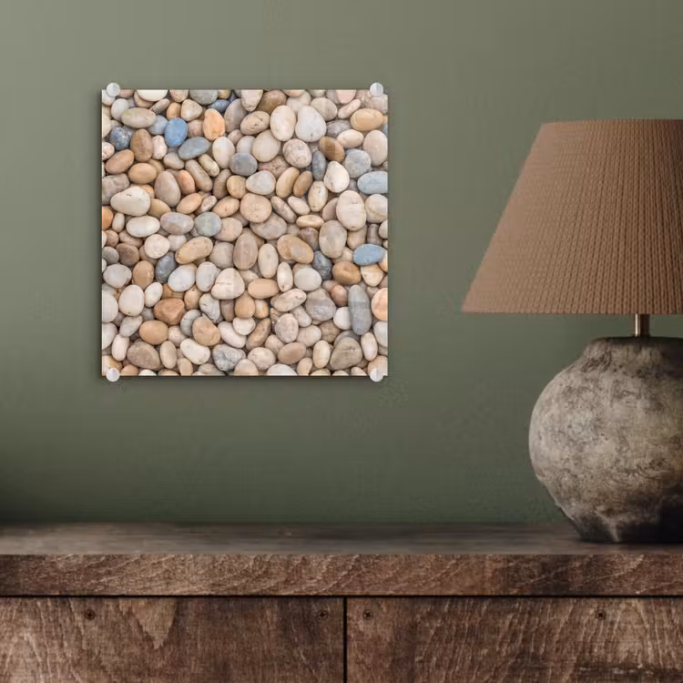 Kiezelstenen - Natuur - Textuur - Beige - Grijs plexiglas 5mm klein -sfeer3