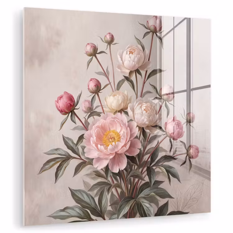 Pioenrozen - Boeket - Roze plexiglas 5mm klein -zzzproduct_nieuw