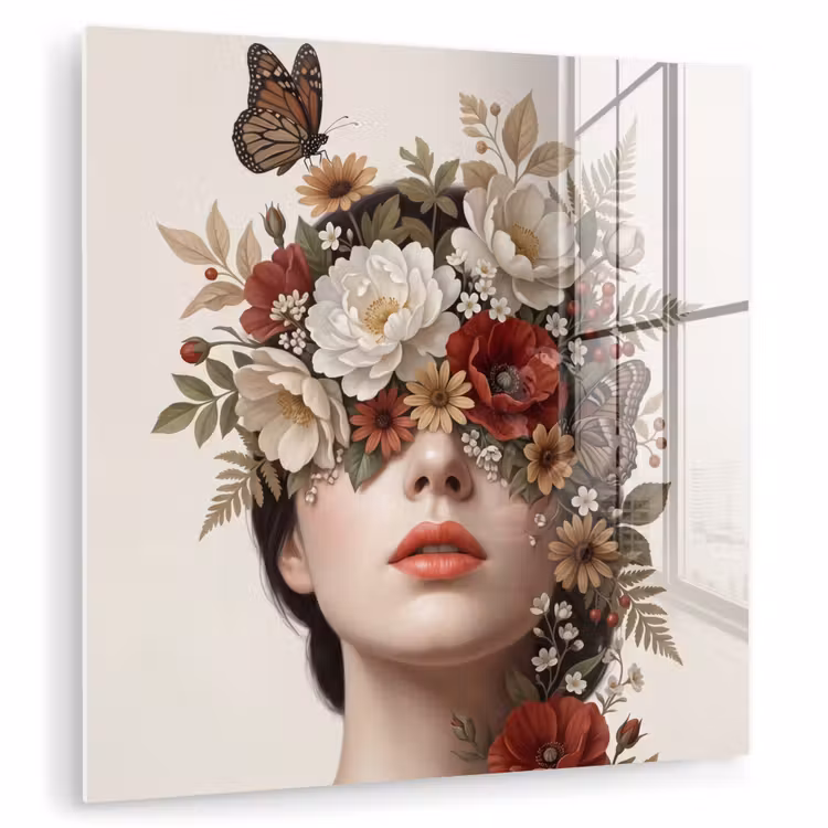 Portret - Bloemen - Cremé plexiglas 5mm klein -zzzproduct_nieuw