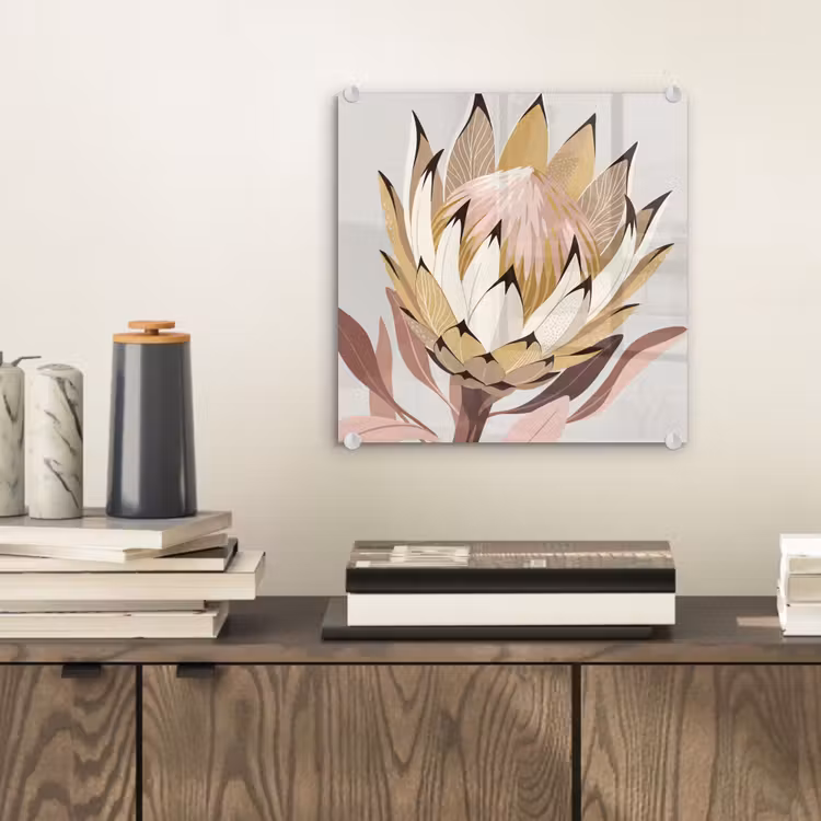 Protea - Bloem - Botanisch - Beige plexiglas 5mm klein -sfeer1