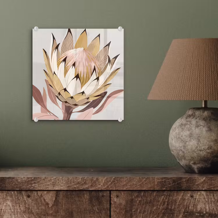 Protea - Bloem - Botanisch - Beige plexiglas 5mm klein -sfeer3