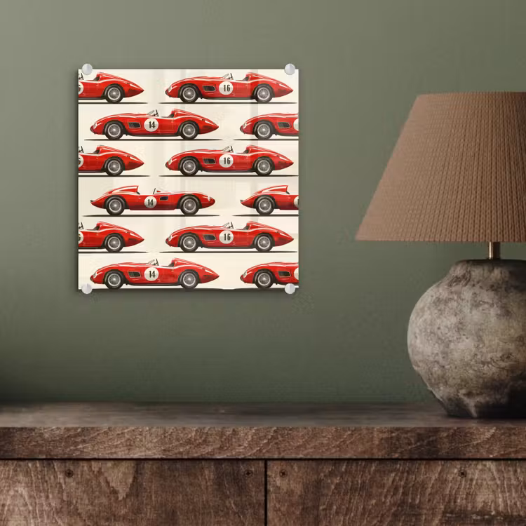 Raceauto - Retro - Rood plexiglas 5mm klein 11 -sfeer3