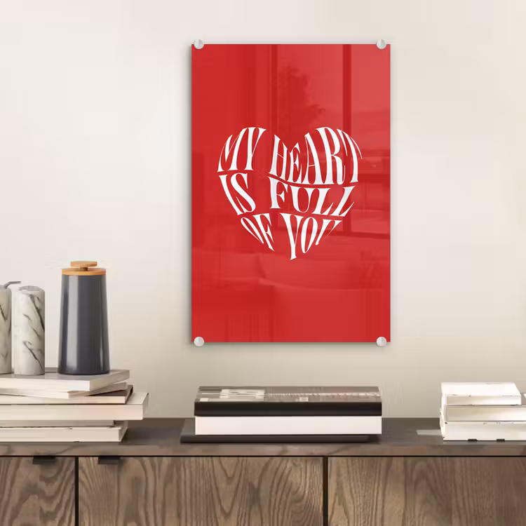 Rood - Hart- Tekst - Valentijn plexiglas 5mm klein -sfeer1