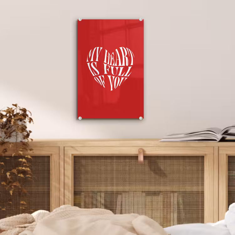 Rood - Hart- Tekst - Valentijn plexiglas 5mm klein -sfeer4