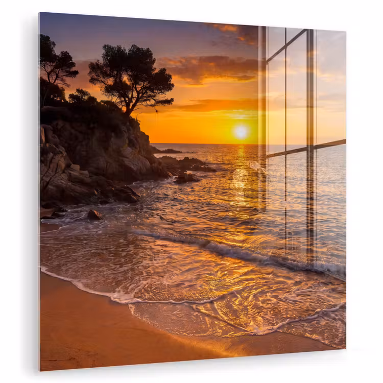 Zee - Kust - Zonsondergang - Natuur - Oranje plexiglas 5mm klein -zzzproduct_nieuw