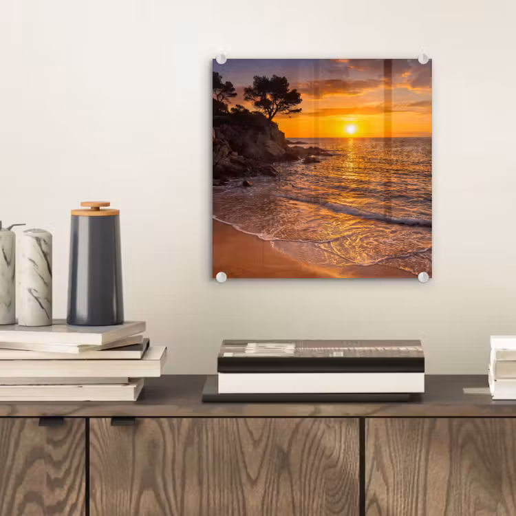 Zee - Kust - Zonsondergang - Natuur - Oranje plexiglas 5mm klein -sfeer1