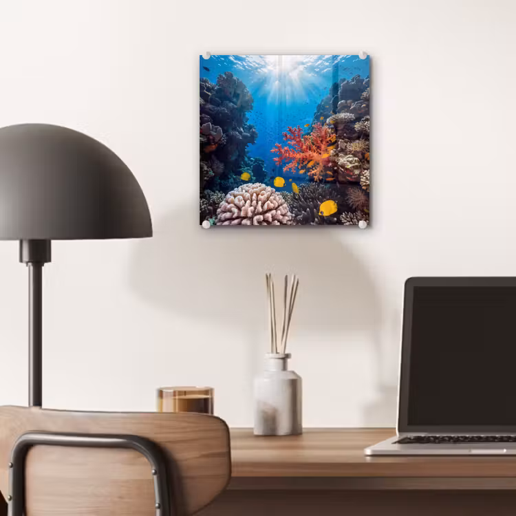 Zee - Koraalrif - Natuur - Levendig - Blauw plexiglas 5mm klein -sfeer6