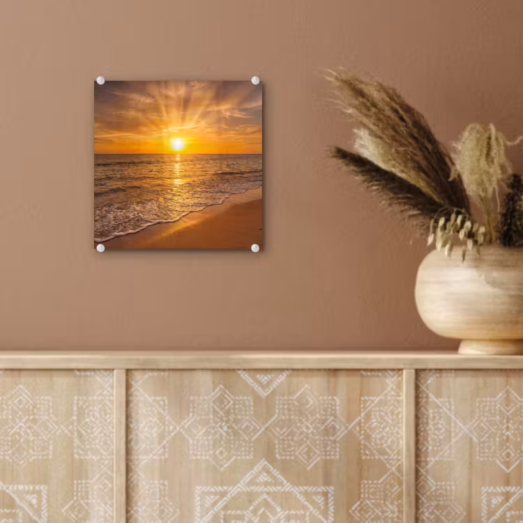 Zee - Zonsondergang - Golven - Kust - Oranje plexiglas 5mm klein -sfeer5