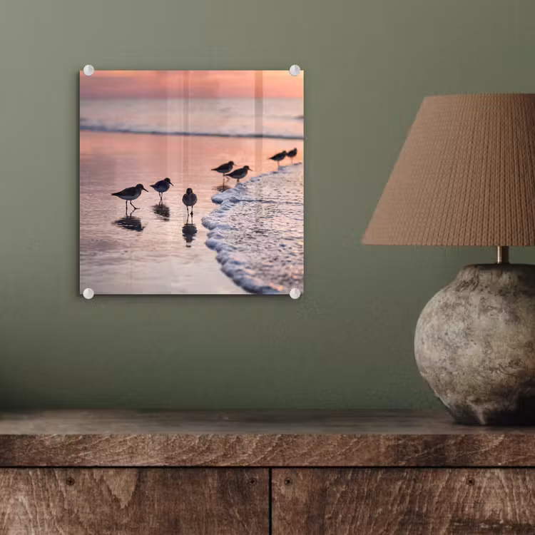 Meeuwen - Strand - Zee - Roze plexiglas 5mm klein -sfeer3