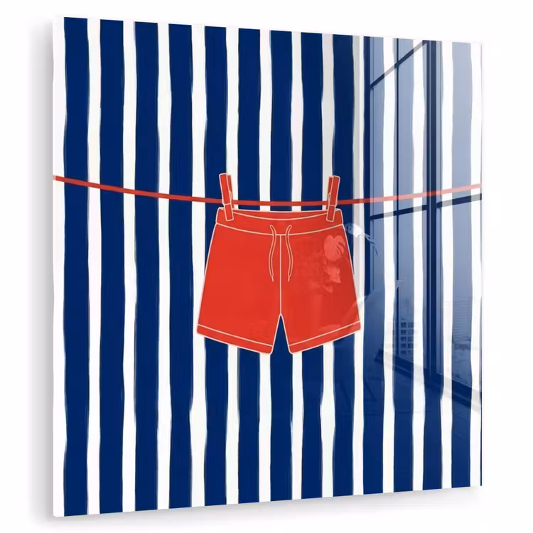 Shorts - Waslijn - Zomer - Illustratie - Rood plexiglas 5mm klein -zzzproduct_nieuw