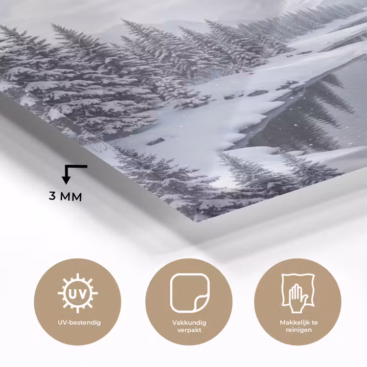 Sneeuwlandschap - Bergen - Rivier - Winter plexiglas 5mm klein -sfeer2